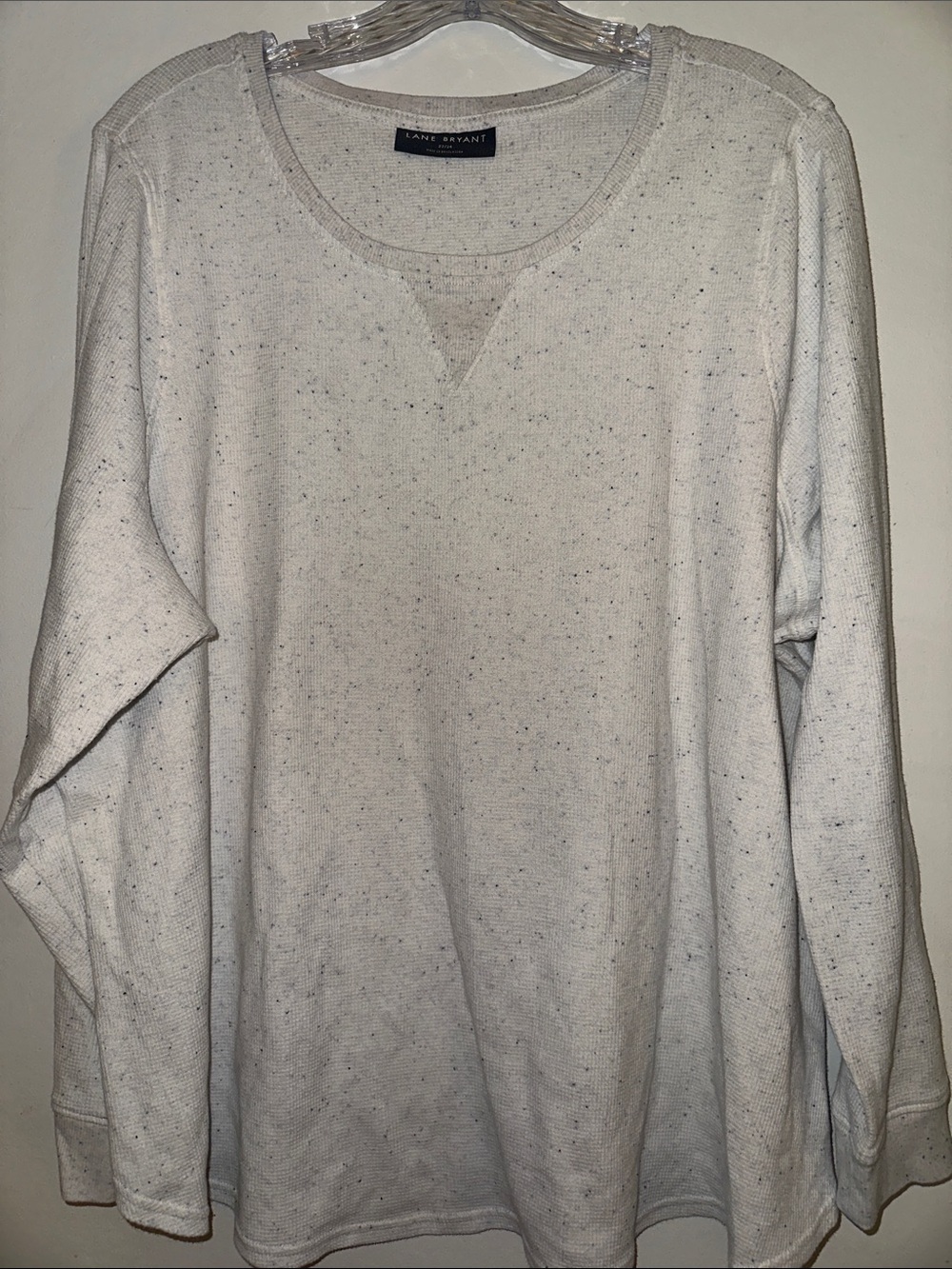 Lane Bryant Cream Speckled Long-Sleeve Thermal Top